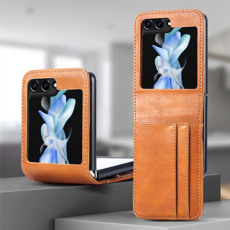 For Samsung Galaxy Z Flip5 Solid Color Gloss PU Wallet Back Phone Case
