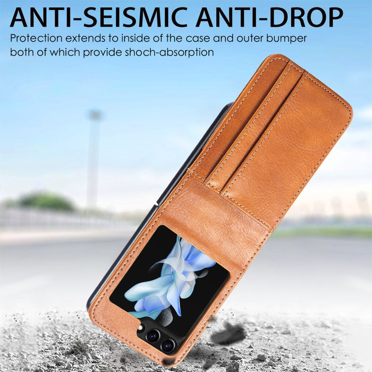 For Samsung Galaxy Z Flip5 Solid Color Gloss PU Wallet Back Phone Case