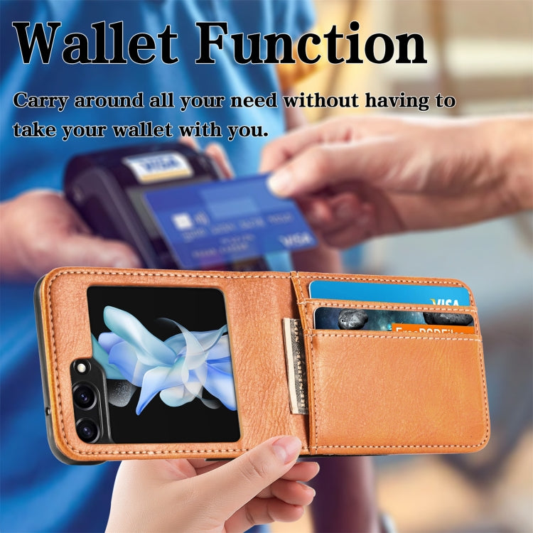 For Samsung Galaxy Z Flip5 Solid Color Gloss PU Wallet Back Phone Case