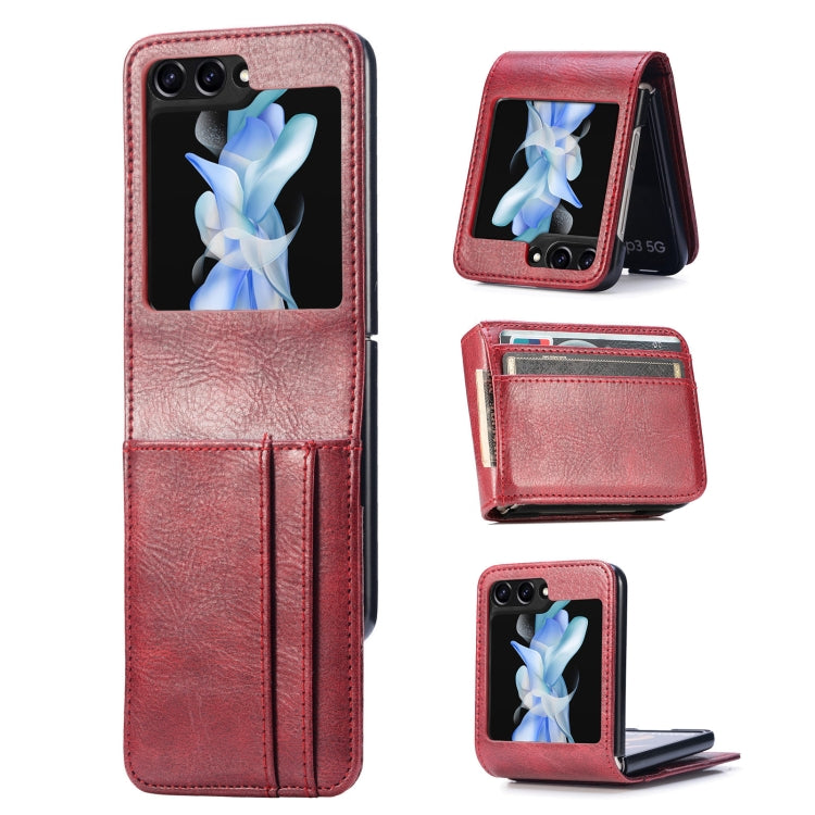 For Samsung Galaxy Z Flip5 Solid Color Gloss PU Wallet Back Phone Case