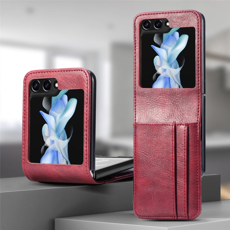 For Samsung Galaxy Z Flip5 Solid Color Gloss PU Wallet Back Phone Case