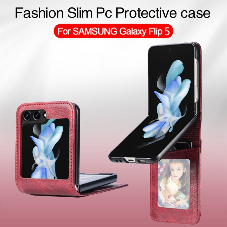 For Samsung Galaxy Z Flip5 Solid Color Gloss PU Wallet Back Phone Case