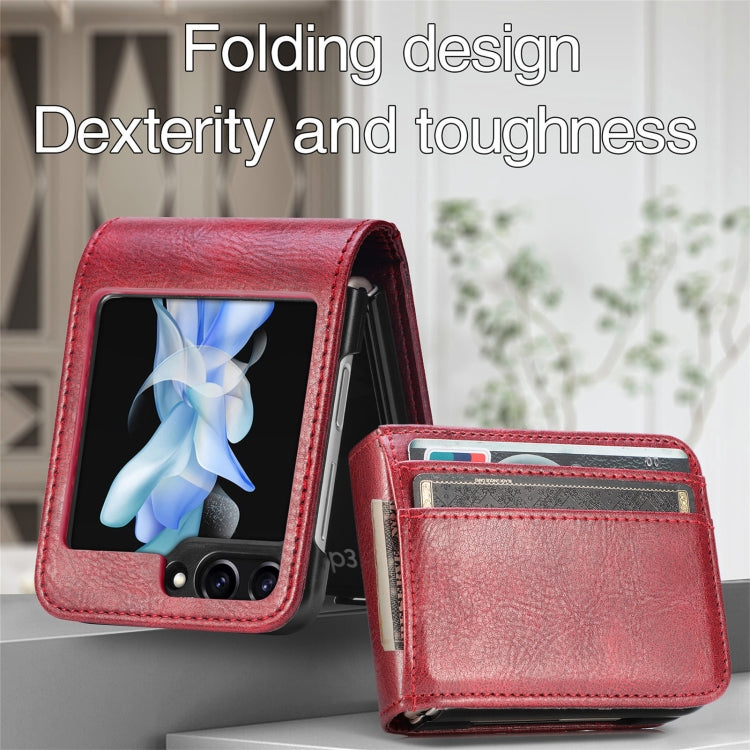 For Samsung Galaxy Z Flip5 Solid Color Gloss PU Wallet Back Phone Case