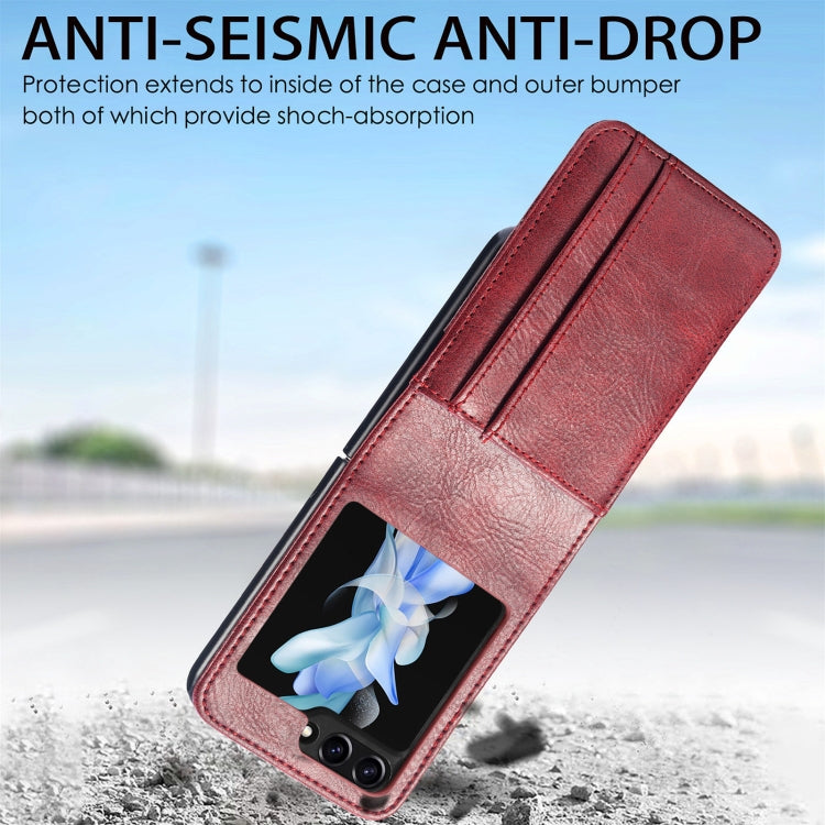 For Samsung Galaxy Z Flip5 Solid Color Gloss PU Wallet Back Phone Case