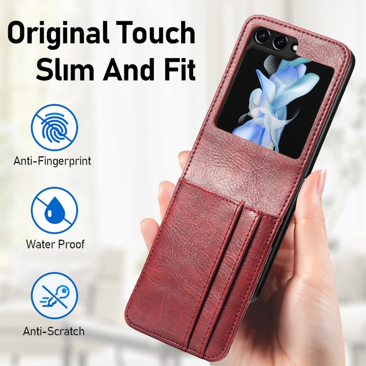 For Samsung Galaxy Z Flip5 Solid Color Gloss PU Wallet Back Phone Case