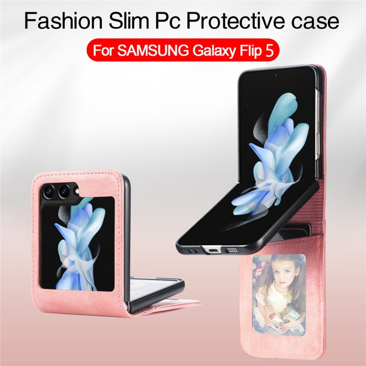 For Samsung Galaxy Z Flip5 Solid Color Gloss PU Wallet Back Phone Case