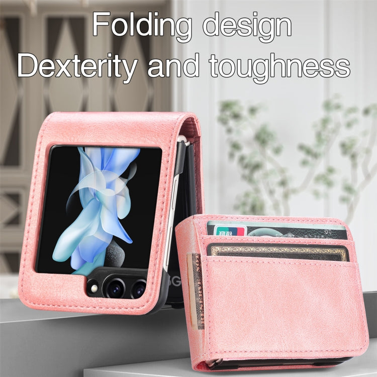 For Samsung Galaxy Z Flip5 Solid Color Gloss PU Wallet Back Phone Case