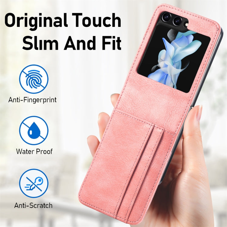 For Samsung Galaxy Z Flip5 Solid Color Gloss PU Wallet Back Phone Case