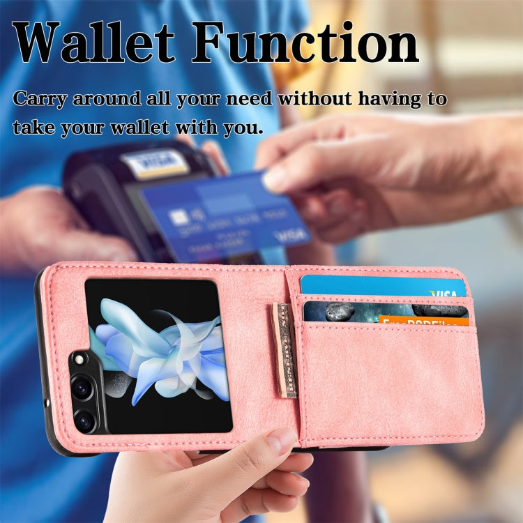 For Samsung Galaxy Z Flip5 Solid Color Gloss PU Wallet Back Phone Case