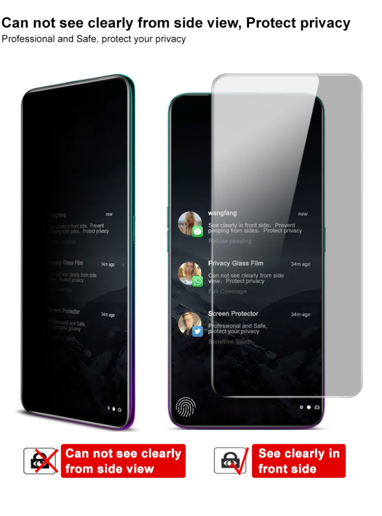 For OPPO Reno2 Z IMAK Anti-spy Tempered Glass Film