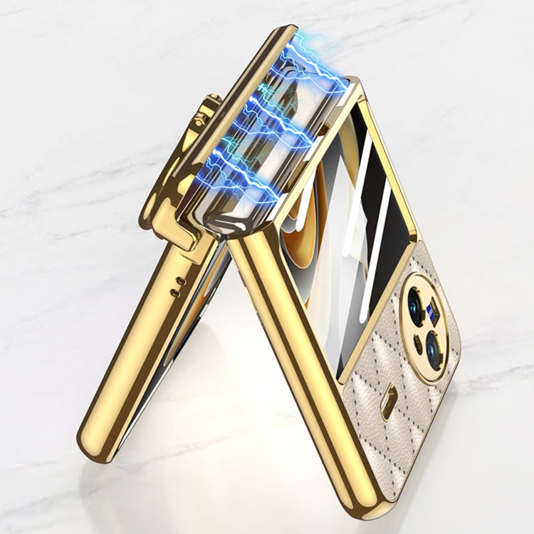 For vivo X Flip GKK Rhombus Pattern Electroplated Leather Phone Case with Ring
