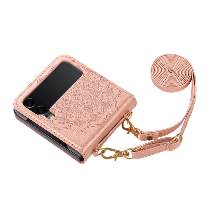 For Samsung Galaxy Z Flip5 Mandala Embossing Fold Leather Phone Case