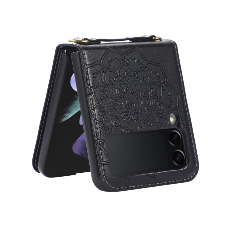 For Samsung Galaxy Z Flip5 Mandala Embossing Fold Leather Phone Case
