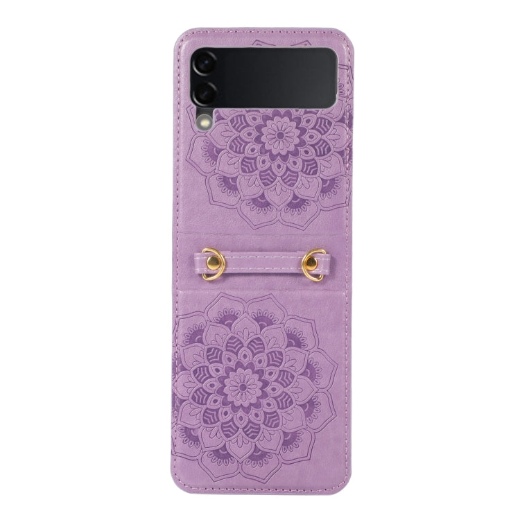 For Samsung Galaxy Z Flip5 Mandala Embossing Fold Leather Phone Case