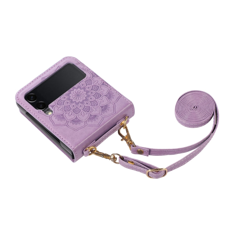 For Samsung Galaxy Z Flip5 Mandala Embossing Fold Leather Phone Case