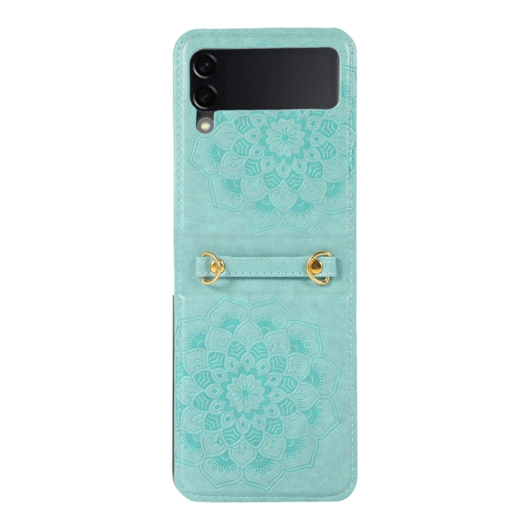 For Samsung Galaxy Z Flip5 Mandala Embossing Fold Leather Phone Case