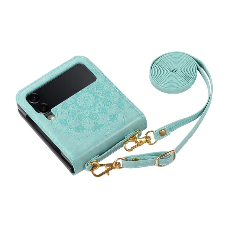 For Samsung Galaxy Z Flip5 Mandala Embossing Fold Leather Phone Case