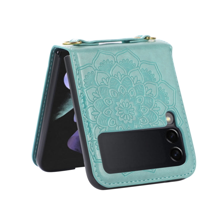 For Samsung Galaxy Z Flip5 Mandala Embossing Fold Leather Phone Case