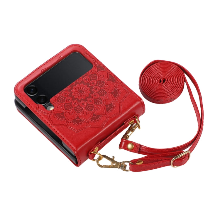 For Samsung Galaxy Z Flip5 Mandala Embossing Fold Leather Phone Case