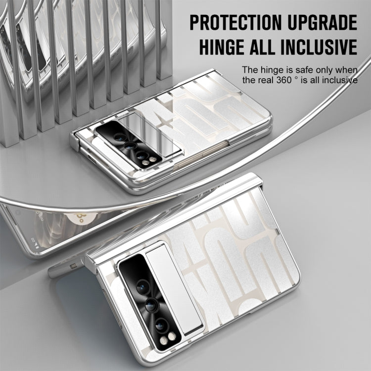 For Google Pixel Fold Integrated Electroplating Folding Phone Case with Pen Slot & Hinge