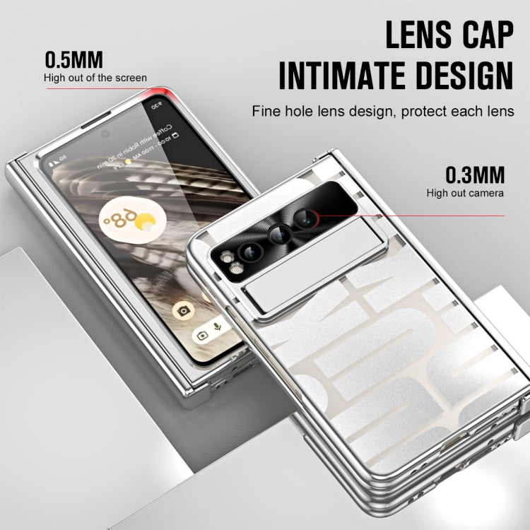 For Google Pixel Fold Integrated Electroplating Folding Phone Case with Pen Slot & Hinge
