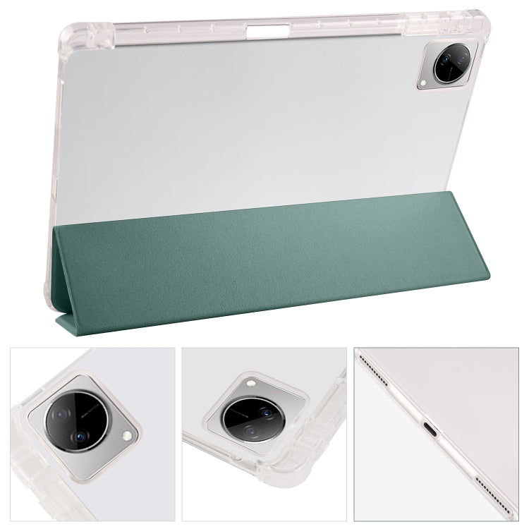 For vivo Pad 11 3-folding Transparent TPU Smart Leather Tablet Case with Pen Slot