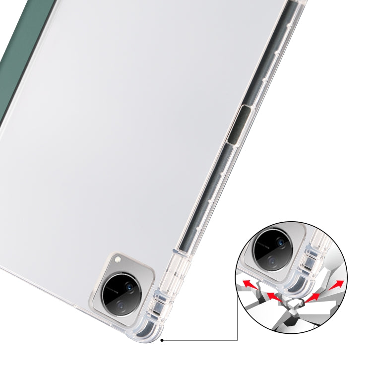 For vivo Pad 11 3-folding Transparent TPU Smart Leather Tablet Case with Pen Slot