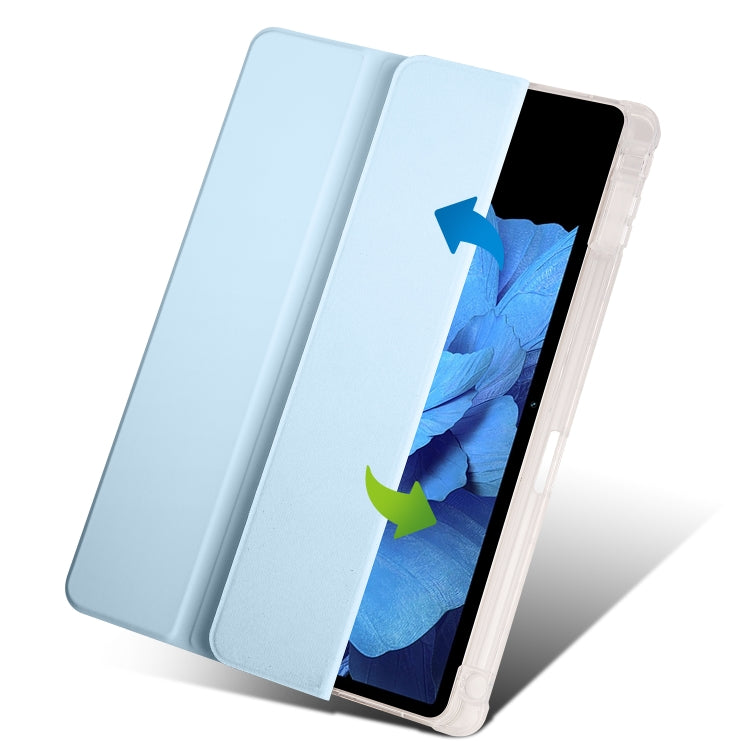 For vivo Pad 11 3-folding Transparent TPU Smart Leather Tablet Case with Pen Slot