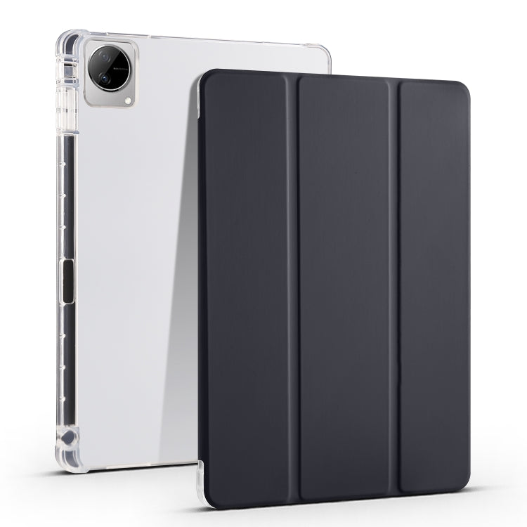 For vivo Pad 11 3-folding Transparent TPU Smart Leather Tablet Case with Pen Slot