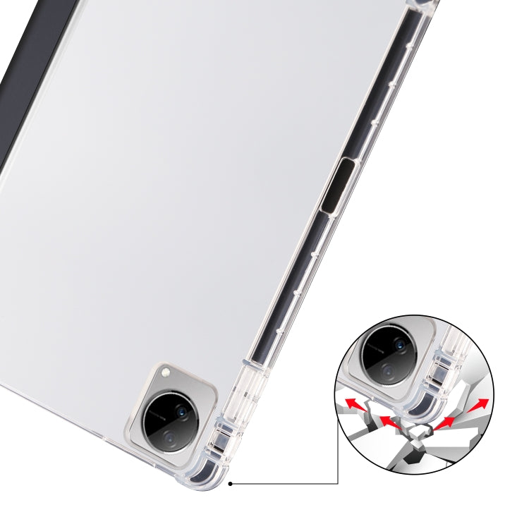 For vivo Pad 11 3-folding Transparent TPU Smart Leather Tablet Case with Pen Slot