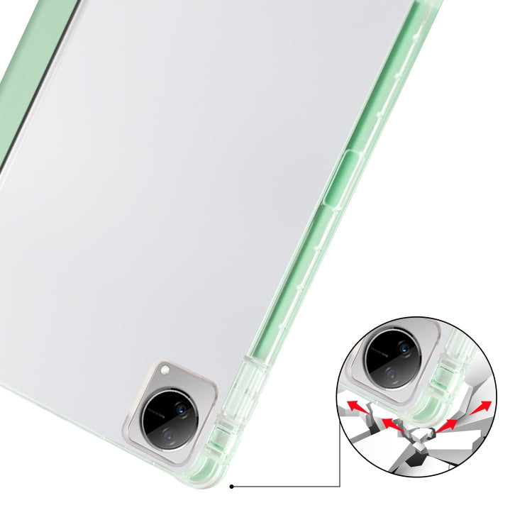 For vivo Pad 11 3-folding Transparent TPU Smart Leather Tablet Case with Pen Slot