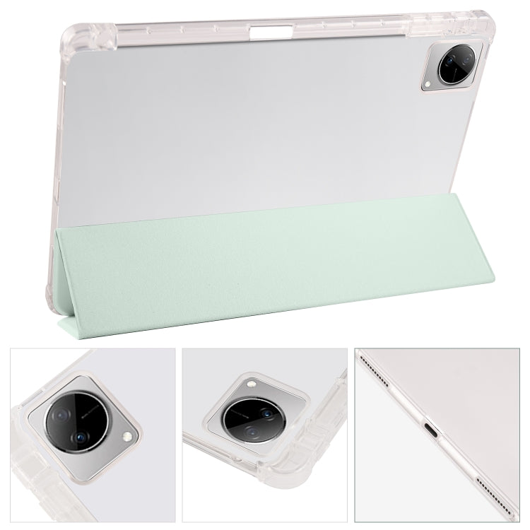For vivo Pad 11 3-folding Transparent TPU Smart Leather Tablet Case with Pen Slot