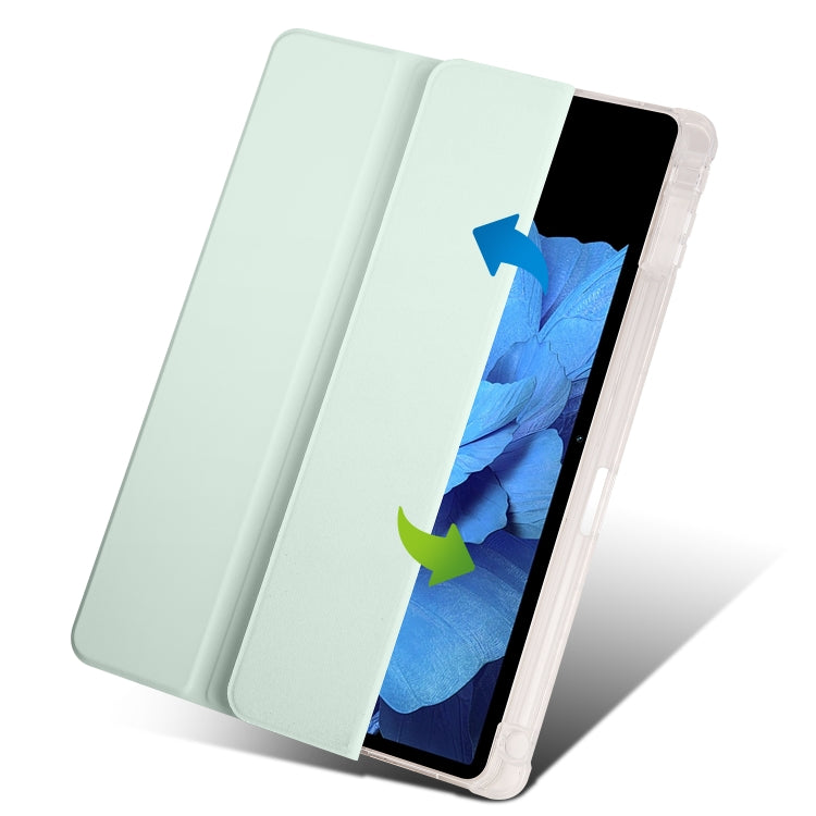 For vivo Pad 11 3-folding Transparent TPU Smart Leather Tablet Case with Pen Slot