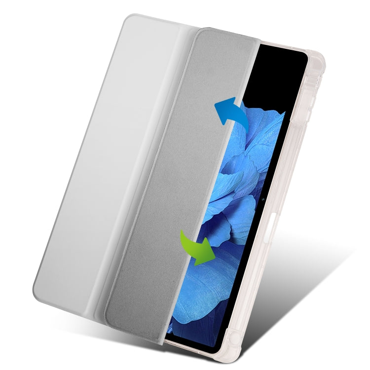 For vivo Pad 11 3-folding Transparent TPU Smart Leather Tablet Case with Pen Slot