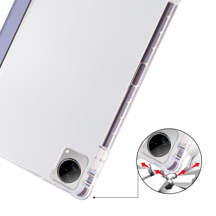 For vivo Pad 11 3-folding Transparent TPU Smart Leather Tablet Case with Pen Slot