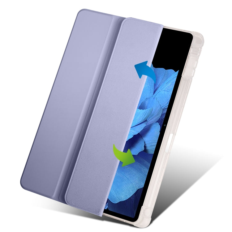 For vivo Pad 11 3-folding Transparent TPU Smart Leather Tablet Case with Pen Slot
