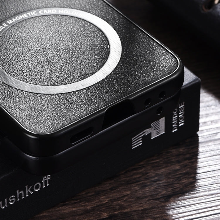 For Samsung Galaxy Z Flip6 / Flip7 FE Magsafe Magnetic Ring Leather Texture Phone Case