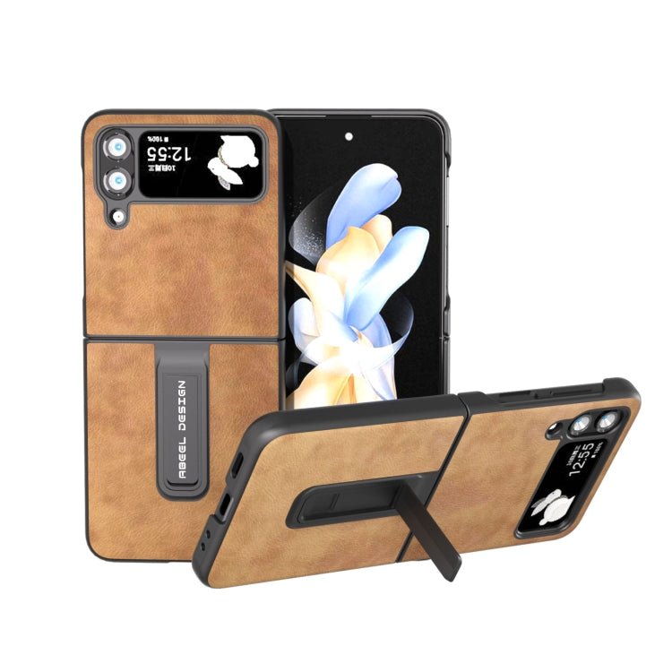 For Samsung Galaxy Z Flip4 Retro Litchi Texture PU Phone Case with Holder