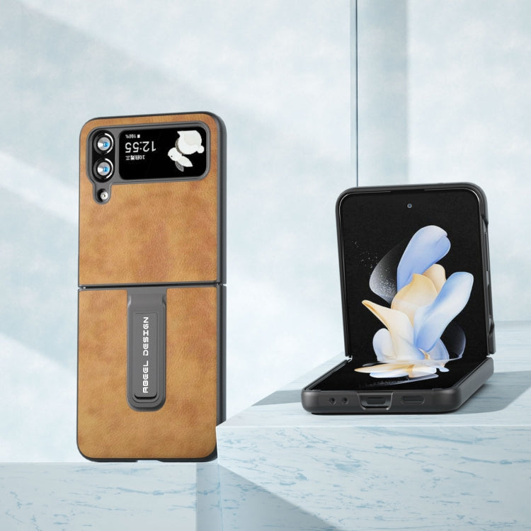 For Samsung Galaxy Z Flip4 Retro Litchi Texture PU Phone Case with Holder
