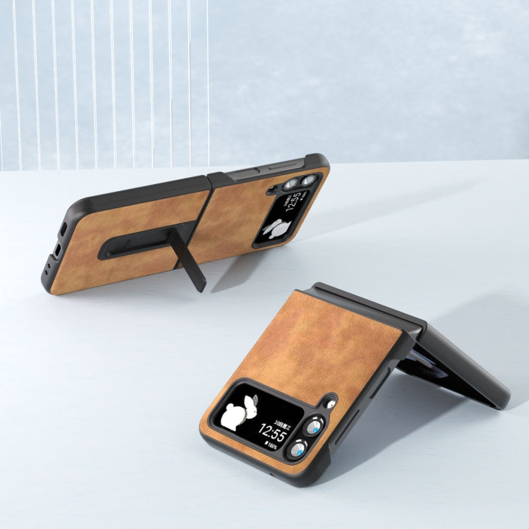 For Samsung Galaxy Z Flip4 Retro Litchi Texture PU Phone Case with Holder