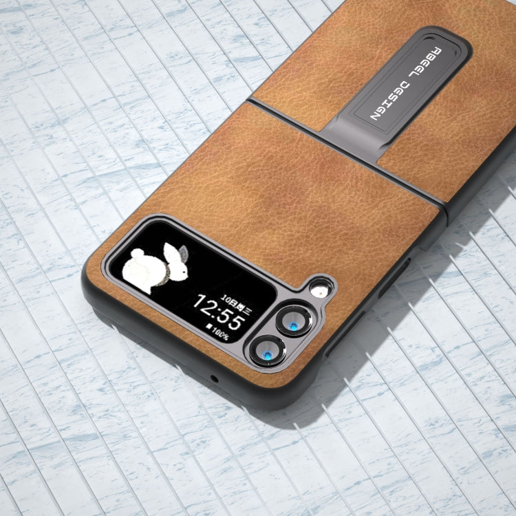 For Samsung Galaxy Z Flip4 Retro Litchi Texture PU Phone Case with Holder