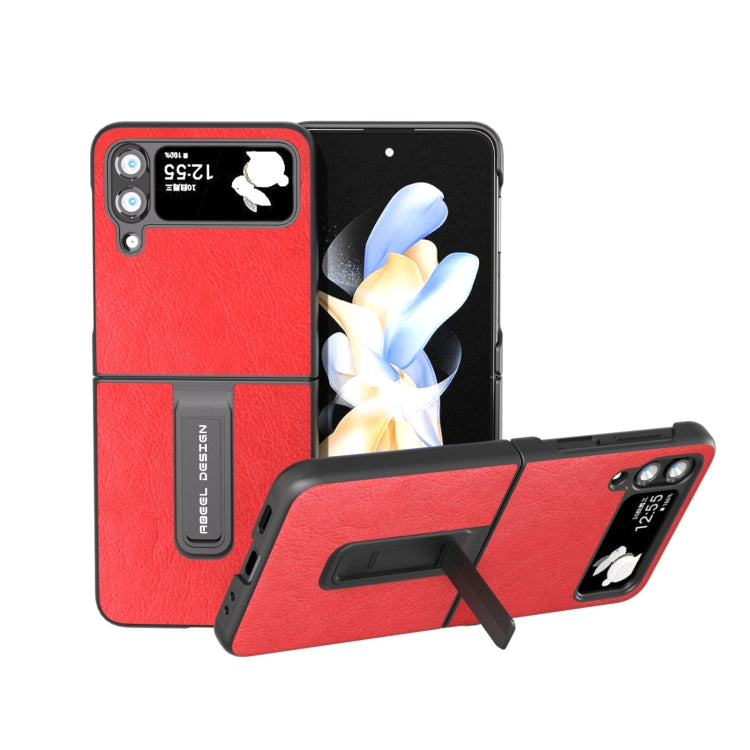 For Samsung Galaxy Z Flip4 Retro Litchi Texture PU Phone Case with Holder