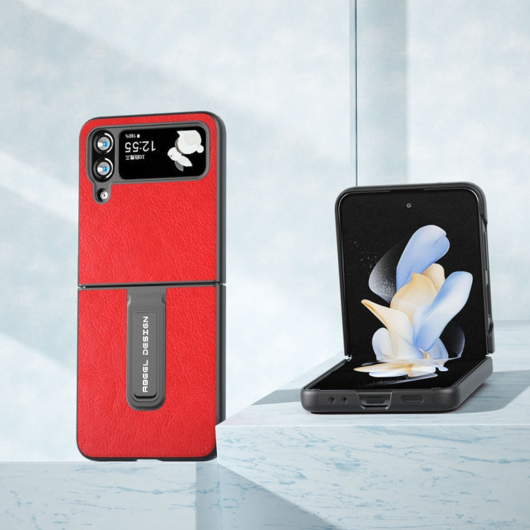 For Samsung Galaxy Z Flip4 Retro Litchi Texture PU Phone Case with Holder