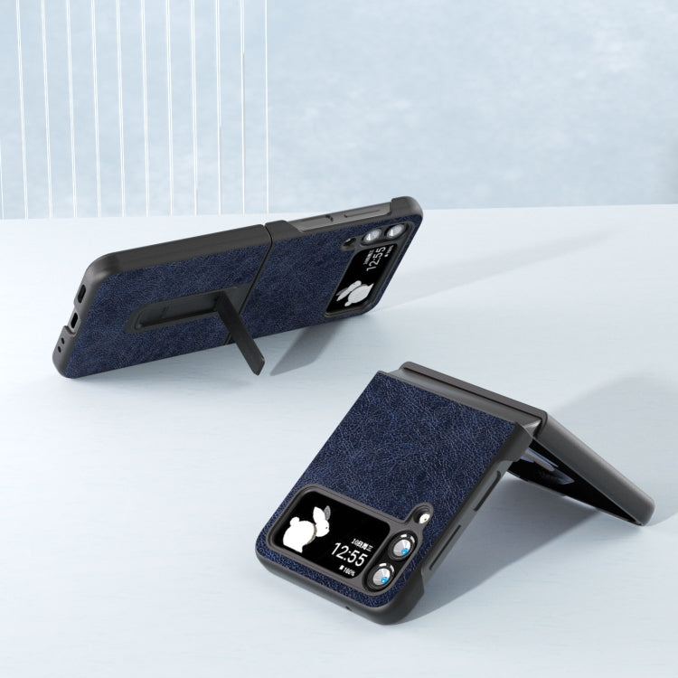 For Samsung Galaxy Z Flip4 Retro Litchi Texture PU Phone Case with Holder