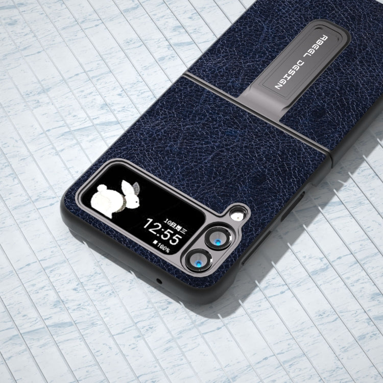 For Samsung Galaxy Z Flip4 Retro Litchi Texture PU Phone Case with Holder