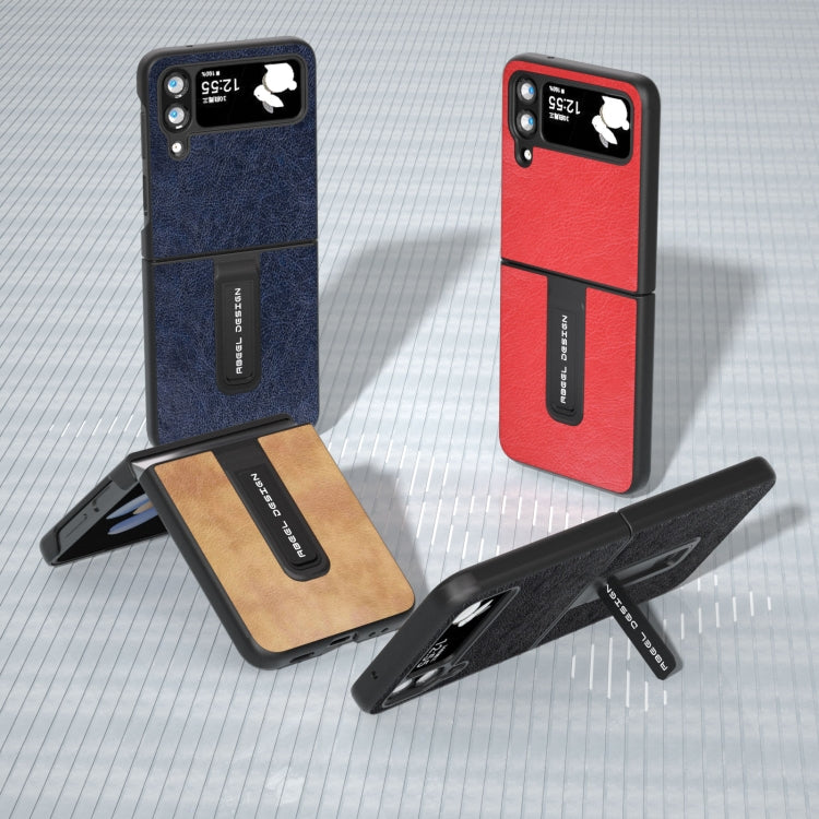For Samsung Galaxy Z Flip4 Retro Litchi Texture PU Phone Case with Holder