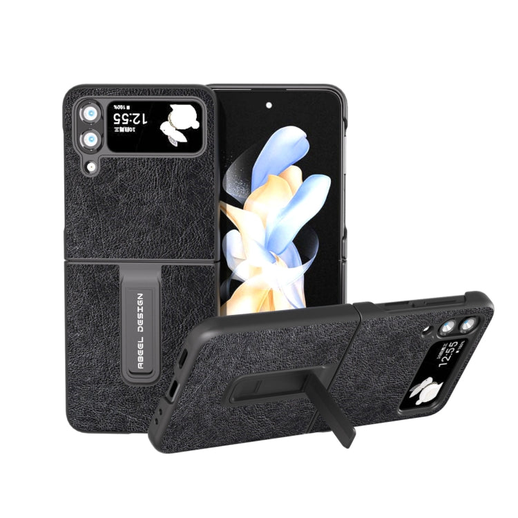 For Samsung Galaxy Z Flip4 Retro Litchi Texture PU Phone Case with Holder