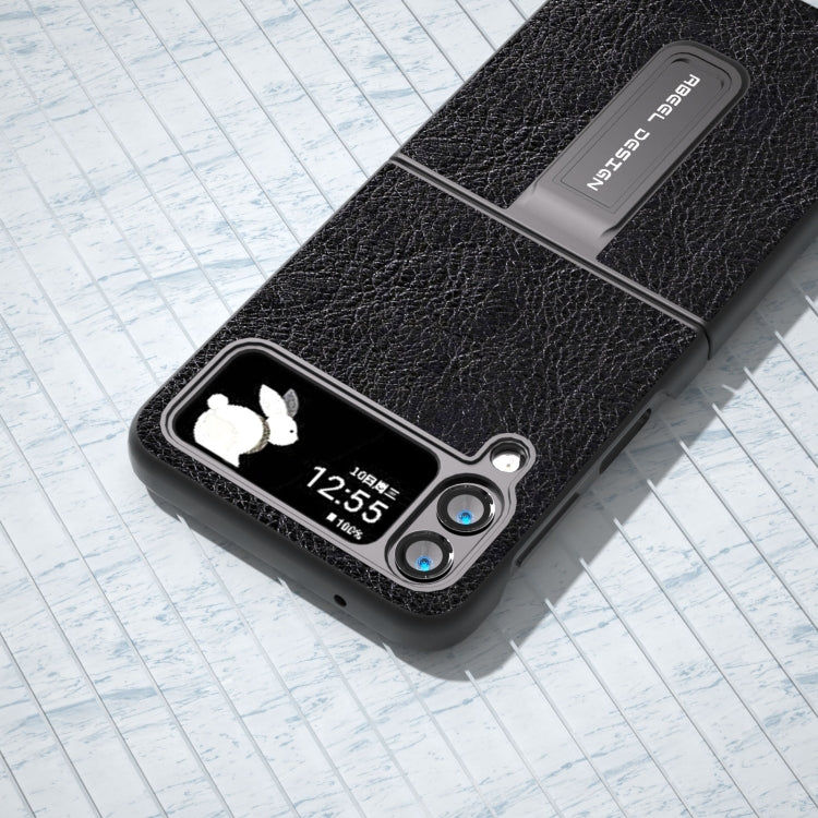 For Samsung Galaxy Z Flip4 Retro Litchi Texture PU Phone Case with Holder