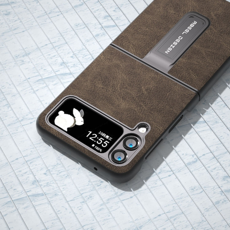 For Samsung Galaxy Z Flip4 Dream Litchi Texture PU Phone Case with Holder