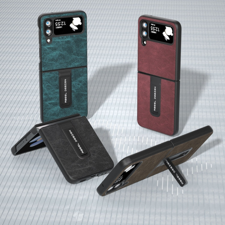 For Samsung Galaxy Z Flip4 Dream Litchi Texture PU Phone Case with Holder